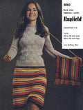 Pullover Sweater, Skirt & Handbag Knitting Pattern 34-38