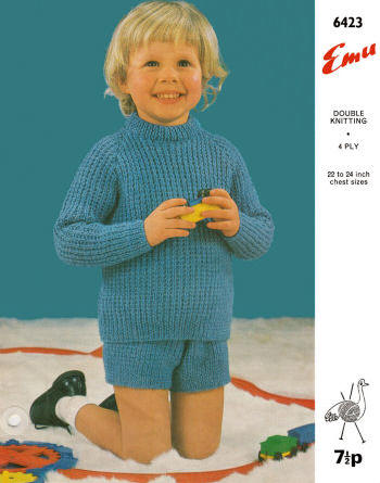 Boys Sweater & Shorts Set Knitting Pattern 2-4