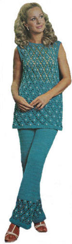 Patterned Tunic & Pants Set Crochet Pattern Bust 31.5-36