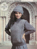 Two-tone Sweater & Hat Knitting Pattern 32-40