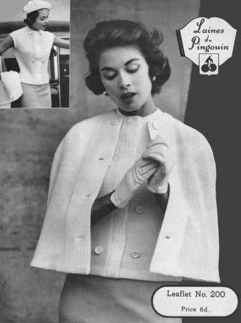 Waistcoat Sweater Top & Cape Knitting Pattern 34-38