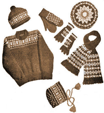 Fair Isle Sweater & Accessories Set Children Knitting Pattern Sz 8-12