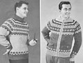 Men's Pullover & Cardigan Sweater Fair Isle Knitting Pattern 38-42
