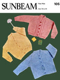 Baby Cardigan Sweaters Knitting Pattern Sz 12-24 mos