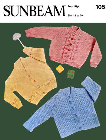 Baby Cardigan Sweaters Knitting Pattern Sz 12-24 mos