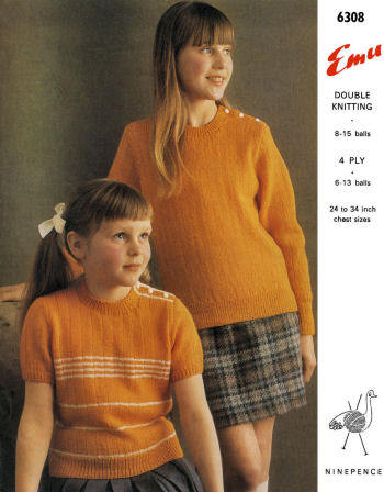 Girls Pullover Sweaters Knitting Pattern Sz 5-16