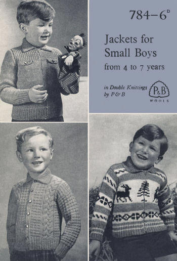 Boys Three Sweater Jackets Knitting Pattern Sz 4-7