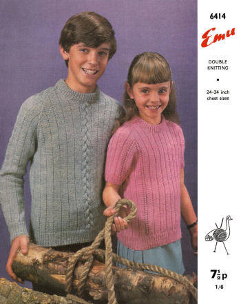 Long & Short Sleeves Sweater Children Knitting Pattern Sz 5 - Teen