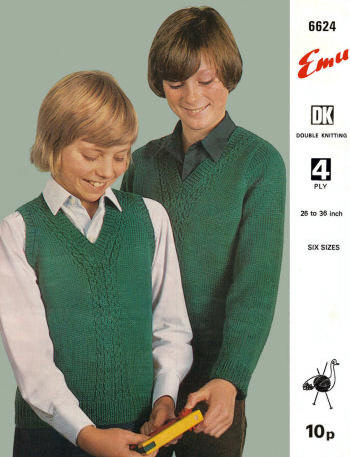 Boys Pullover & Vest Sweaters Knitting Pattern 7-Teen