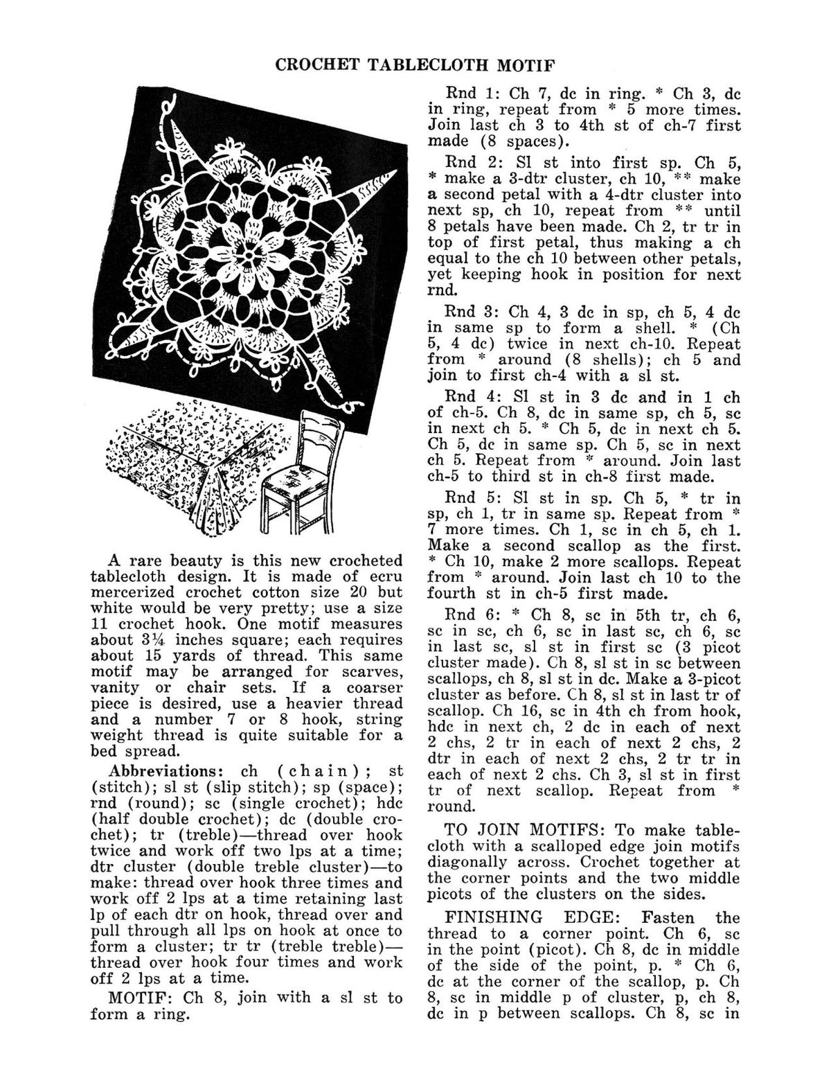 Tablecloth Motif Crochet Pattern