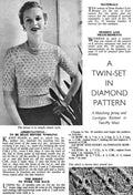Twin Set Sweaters in Diamond Design Knitting Pattern