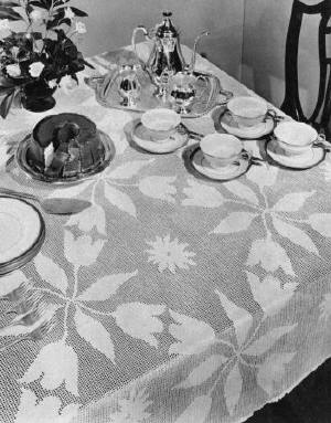 Tulip Design Tablecloth Filet Crochet Pattern