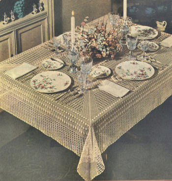 Mesh & Shells Filet Lace Tablecloth Crochet Pattern