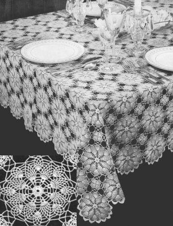 Early American Pineapple Motif Tablecloth Crochet Pattern