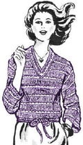 Drawstring Pullover Sweater Top Crochet Pattern Sz 8-14