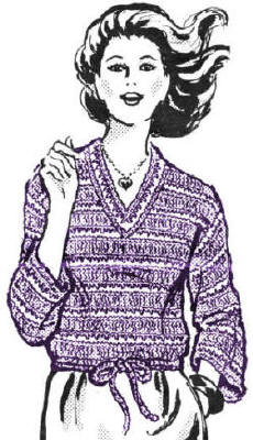 Drawstring Pullover Sweater Top Crochet Pattern Sz 8-14
