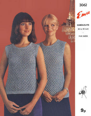 Sleeveless Top or Tunic Knitting Pattern 30-40