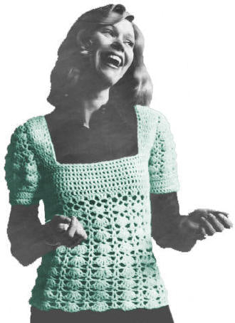 Shell Stitch Pullover Top Crochet Pattern Bust 34