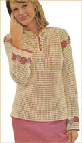 Filet Top with Flower Trim Crochet Pattern 31 1/2-38