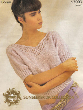 Top with Front & Back V-Neck Knitting Pattern 30-40