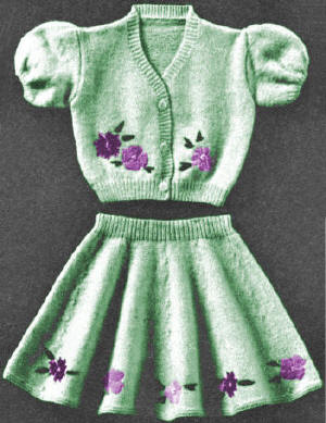 Girls Sweater Top & Skirt Knitting Pattern Sz 4-5