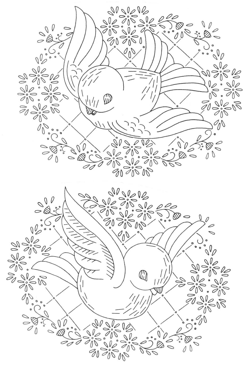Birds Flying Appliques or Embroidery Transfer Pattern