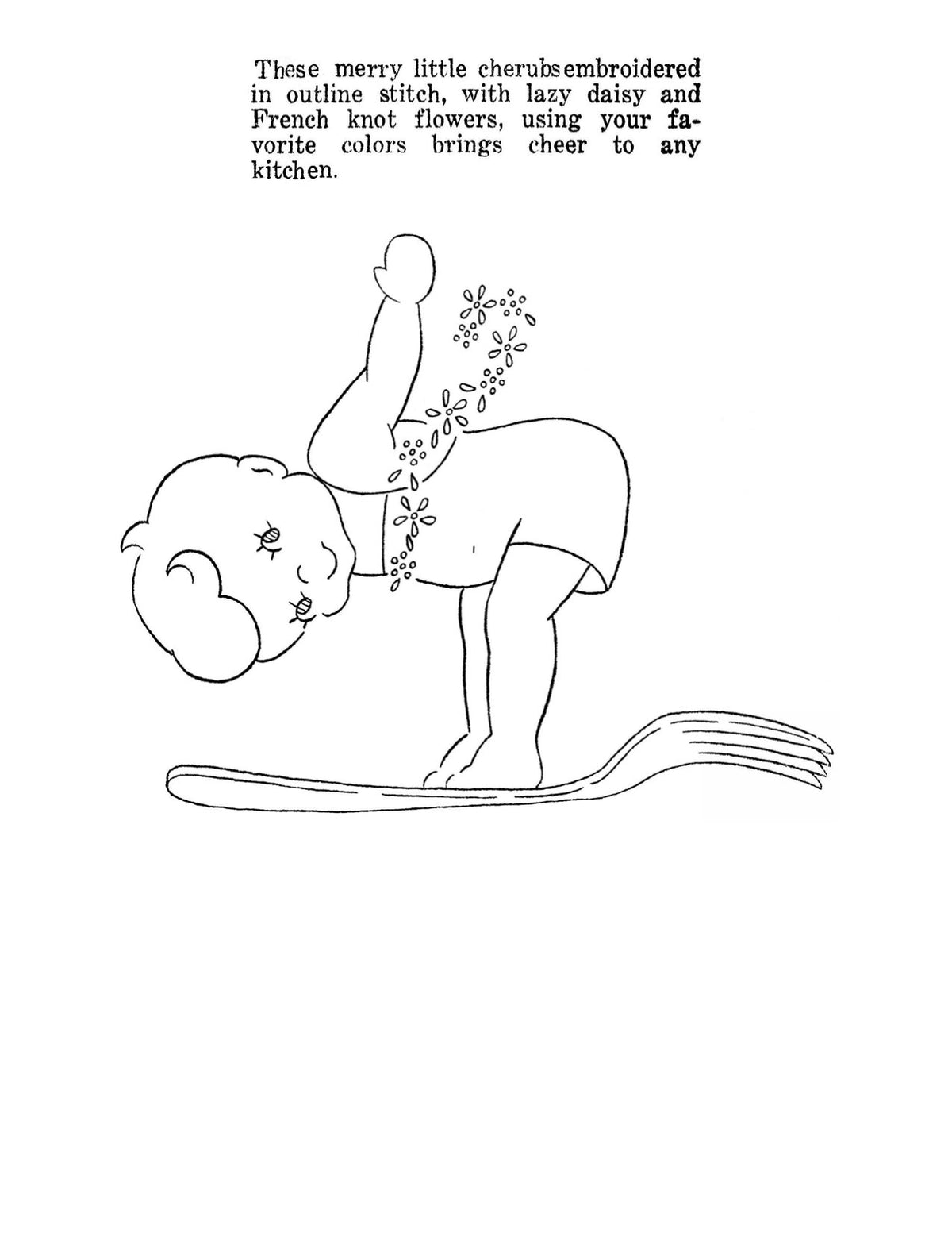 Cherubs in the Kitchen Appliques or Embroidery Transfer Pattern