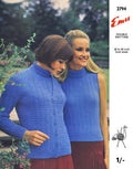 Patterned Twin Set Sweaters Knitting Pattern 32-42 1/4
