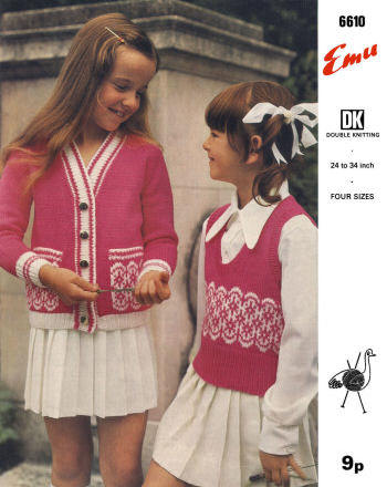 Girls Twin Set Sweaters Knitting Pattern Sz 5-Adult