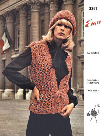 Lacy Vest & Hat Set Knitting Pattern 30-38