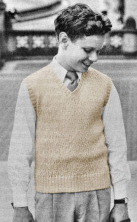 Boys Sweater Vest Knitting Pattern 4-16