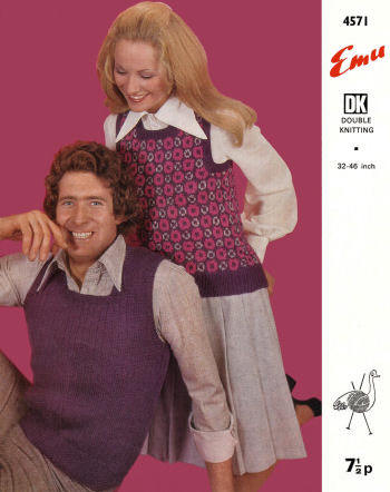 Ribbed & Fair Isle Vest Knitting Pattern 32-46