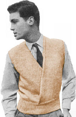 Man's Wrap Sweater Vest Crochet Pattern 36-41
