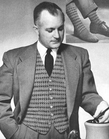 Men Houndstooth Vest & Socks Knitting Pattern 36-42