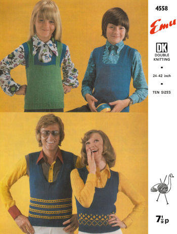 Sweater Vests Children & Adults Knitting Pattern Sz 5-Adult
