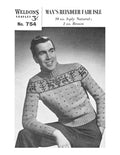 Reindeer Fair Isle Sweater Knitting Pattern 40-42
