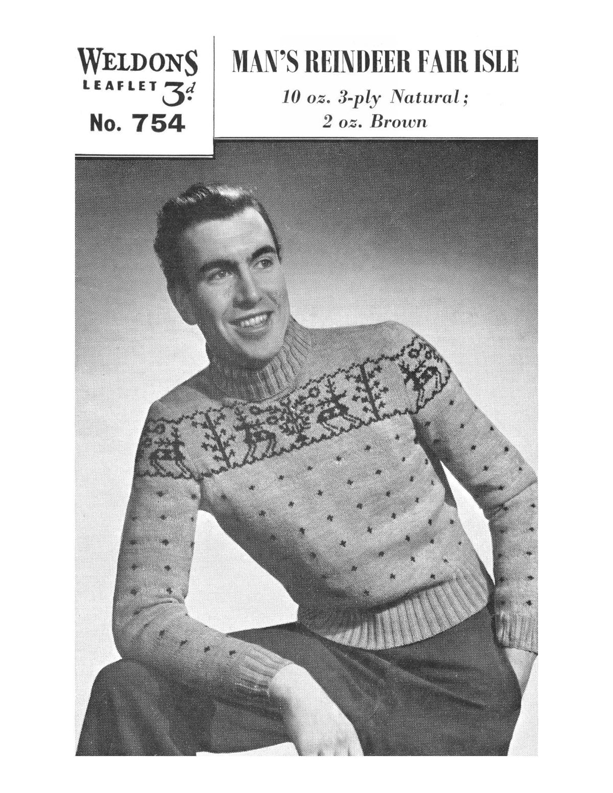 Reindeer Fair Isle Sweater Knitting Pattern 40-42